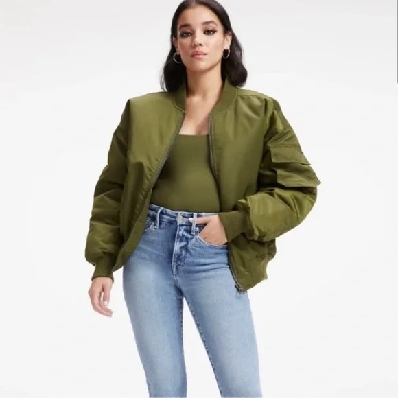 Good American Juniper Green Oversized
Bomber Jacket 3|4 - Picture 3 of 13